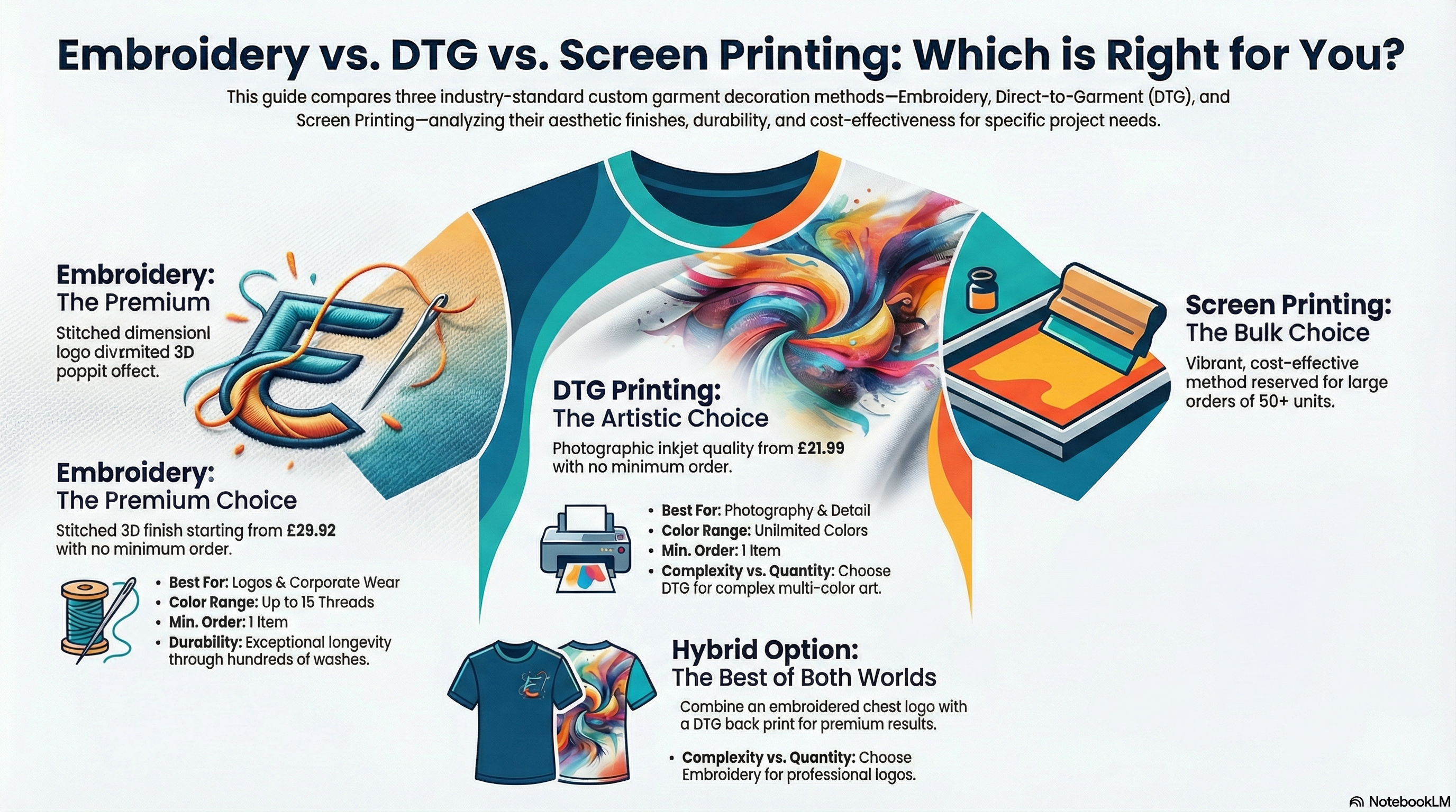 Embroidery vs DTG vs Screen Printing UK