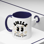 Smile Every Day Accent Coffee Mug UK — Cute Happy Face Ceramic Cup
