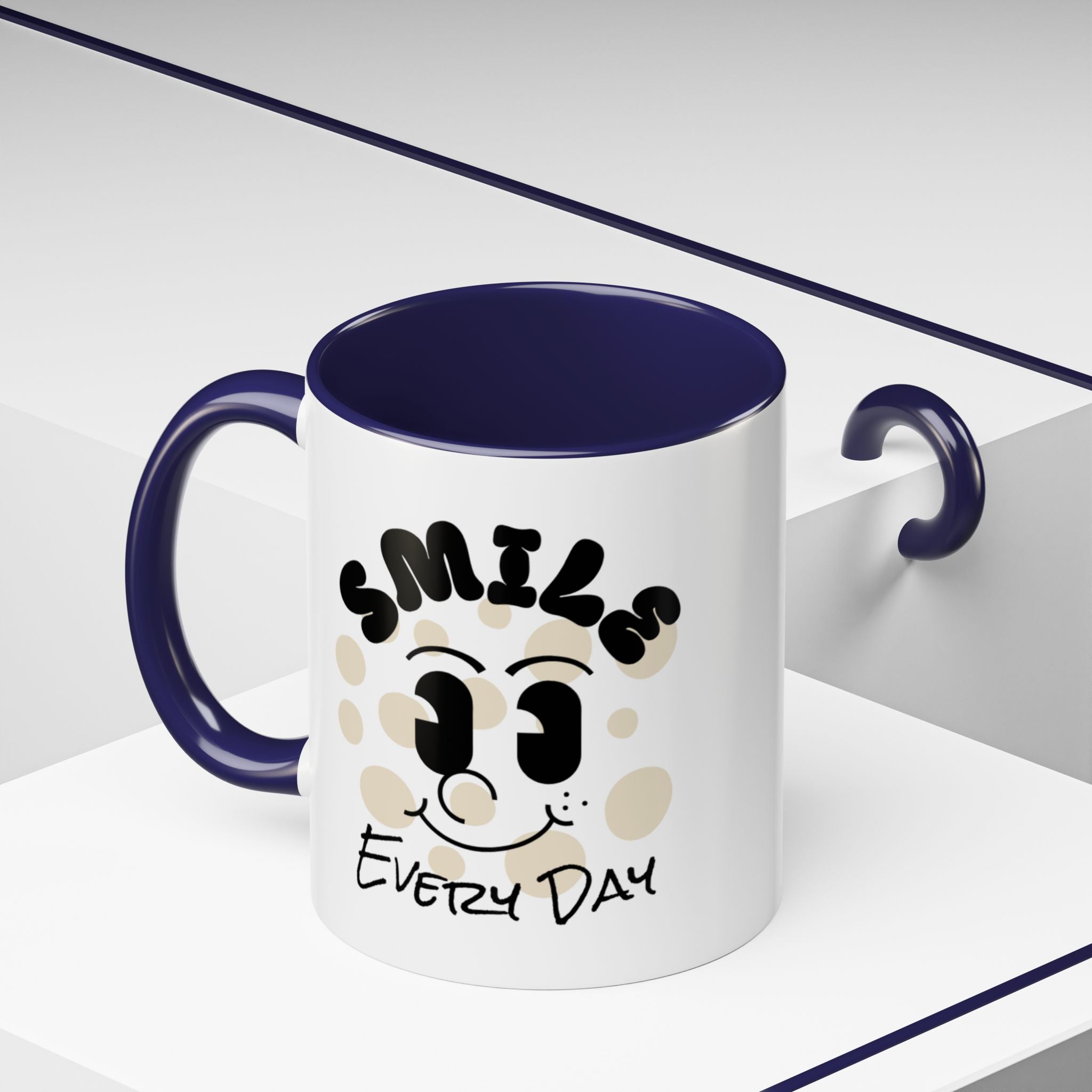 Smile Every Day Accent Coffee Mug UK — Cute Happy Face Ceramic Cup