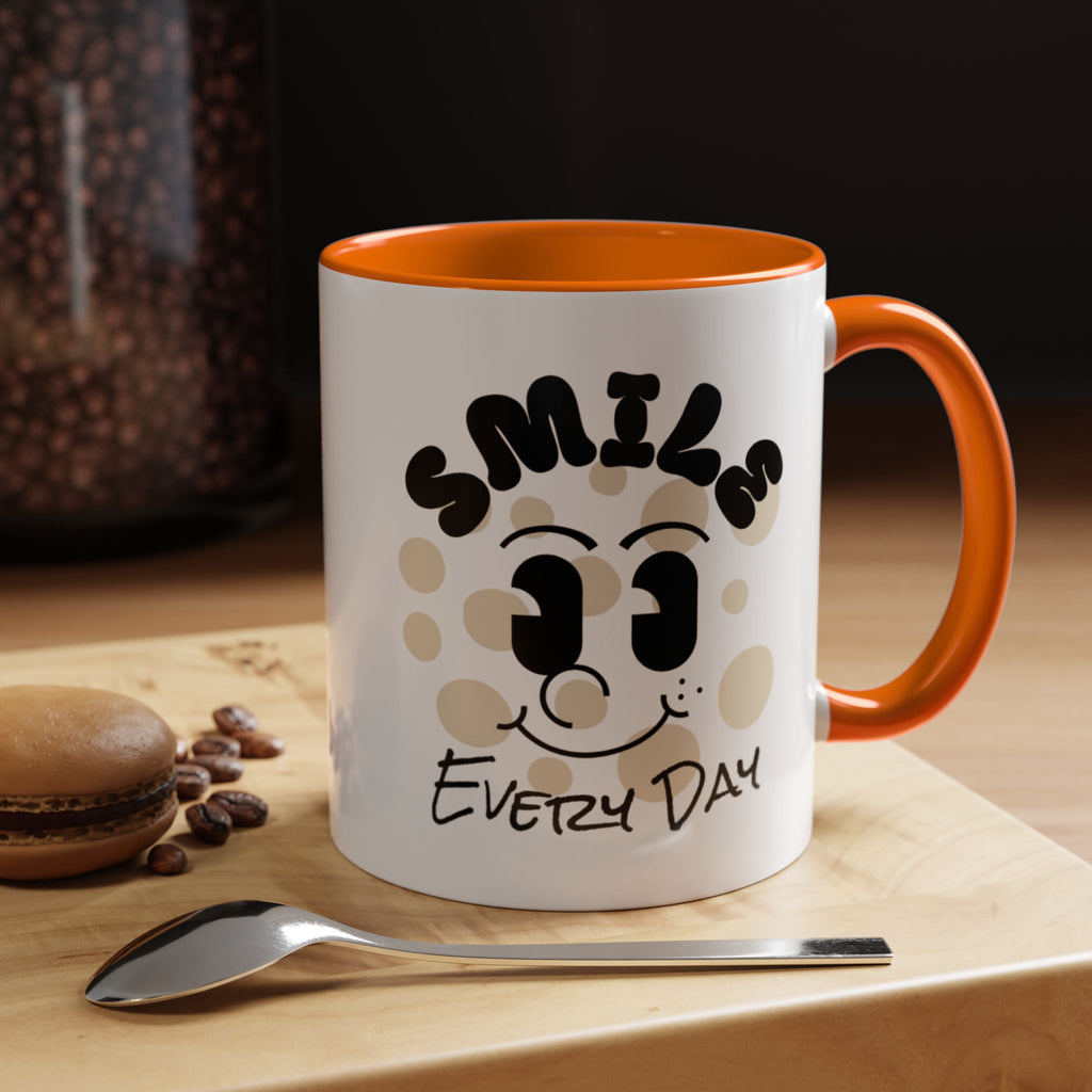 Smile Every Day Accent Coffee Mug UK — Cute Happy Face Ceramic Cup