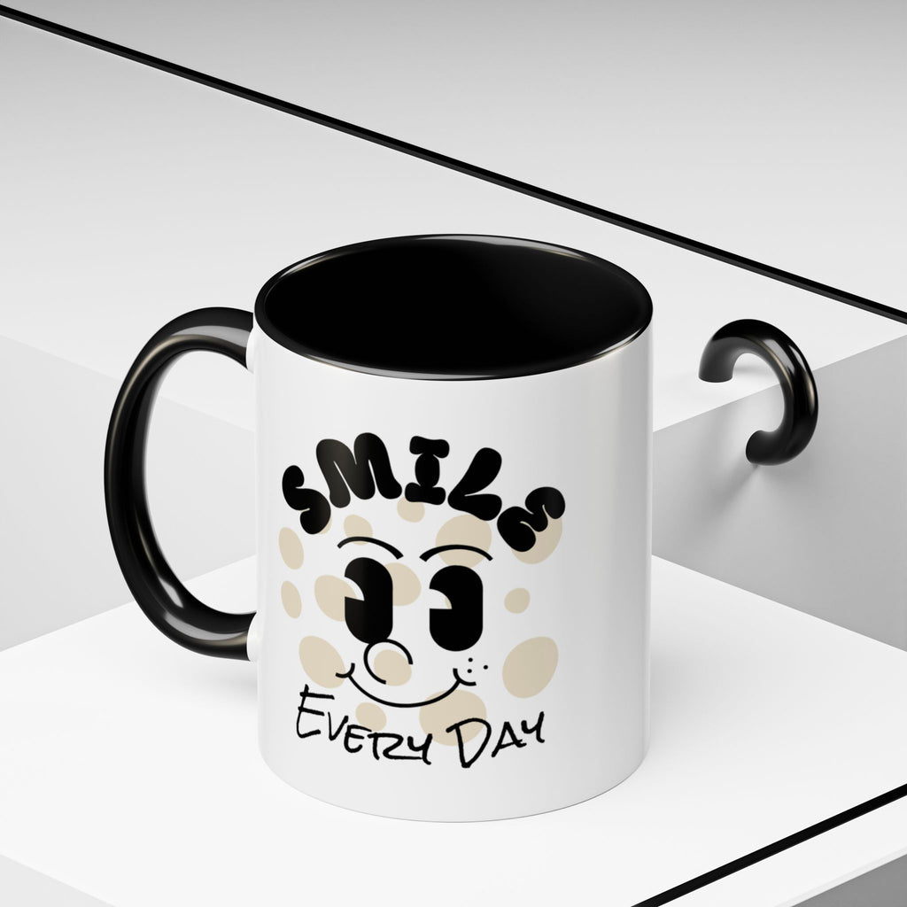 Smile Every Day Accent Coffee Mug UK — Cute Happy Face Ceramic Cup