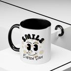Smile Every Day Accent Coffee Mug UK — Cute Happy Face Ceramic Cup