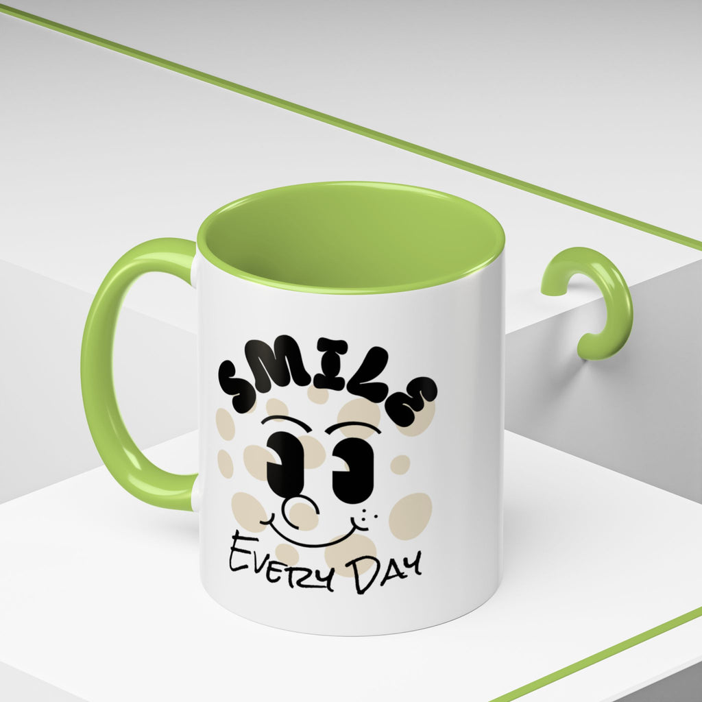 Smile Every Day Accent Coffee Mug UK — Cute Happy Face Ceramic Cup