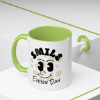 Smile Every Day Accent Coffee Mug UK — Cute Happy Face Ceramic Cup