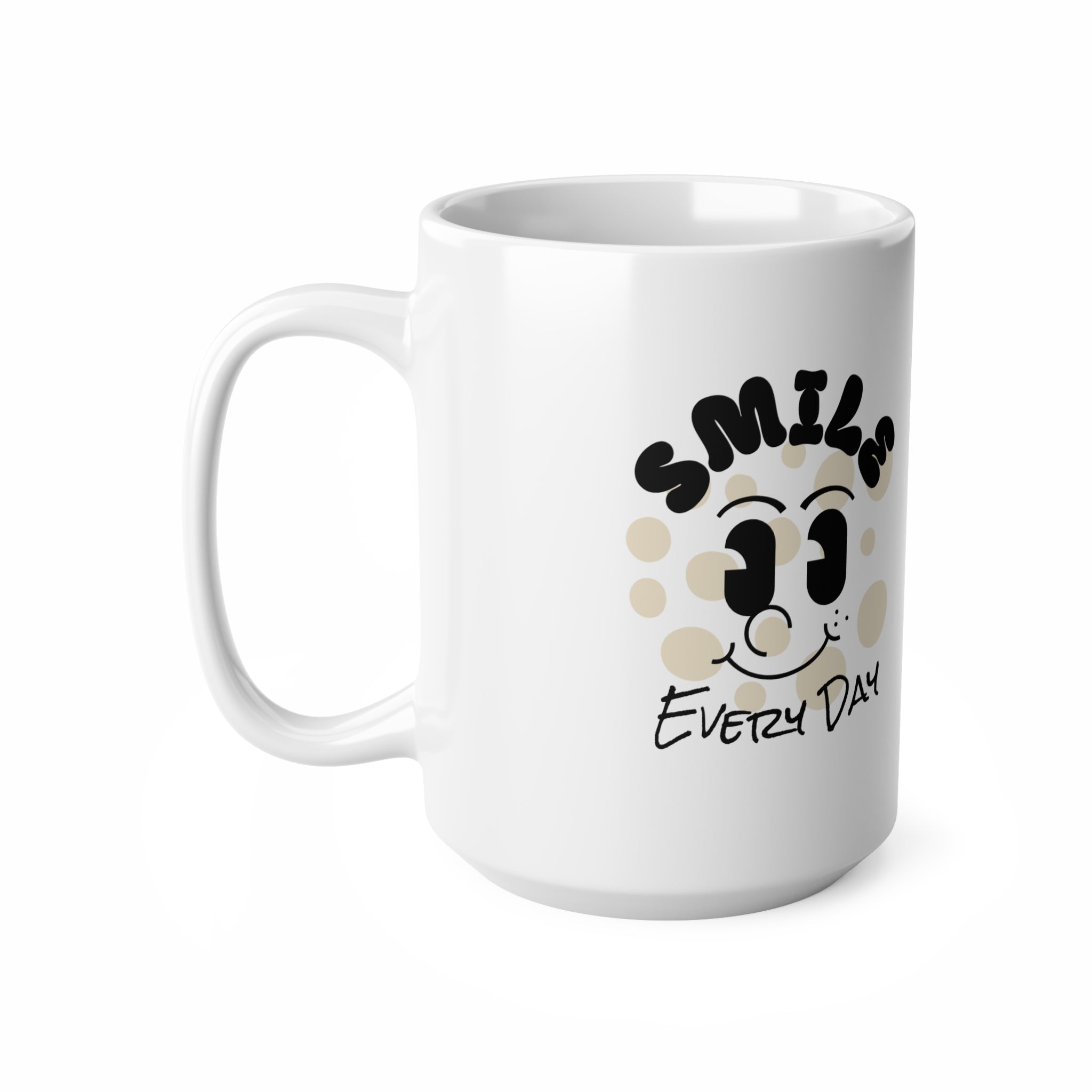 Smile Every Day Ceramic Coffee Mug UK — Cute Retro Face Design
