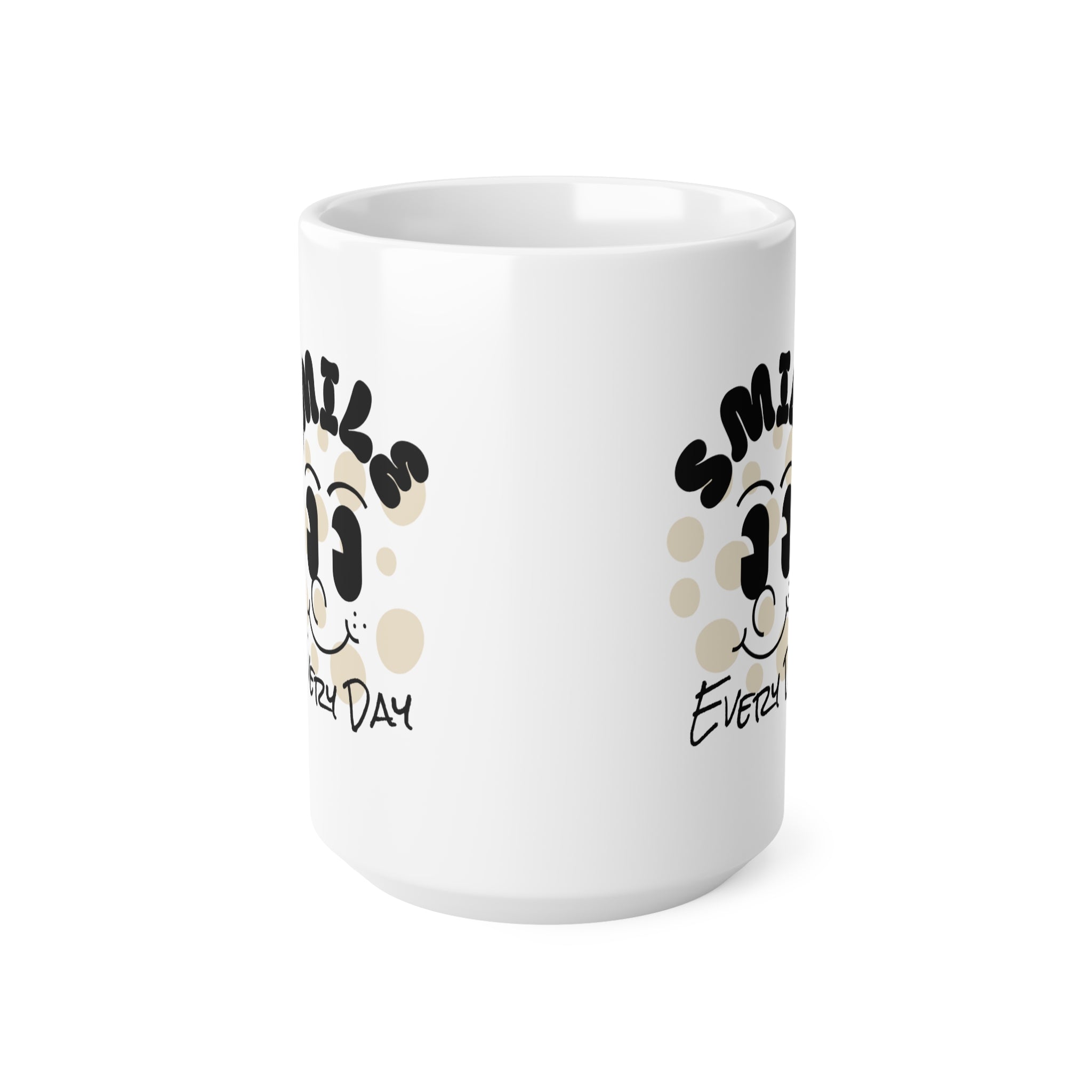 Smile Every Day Ceramic Coffee Mug UK — Cute Retro Face Design
