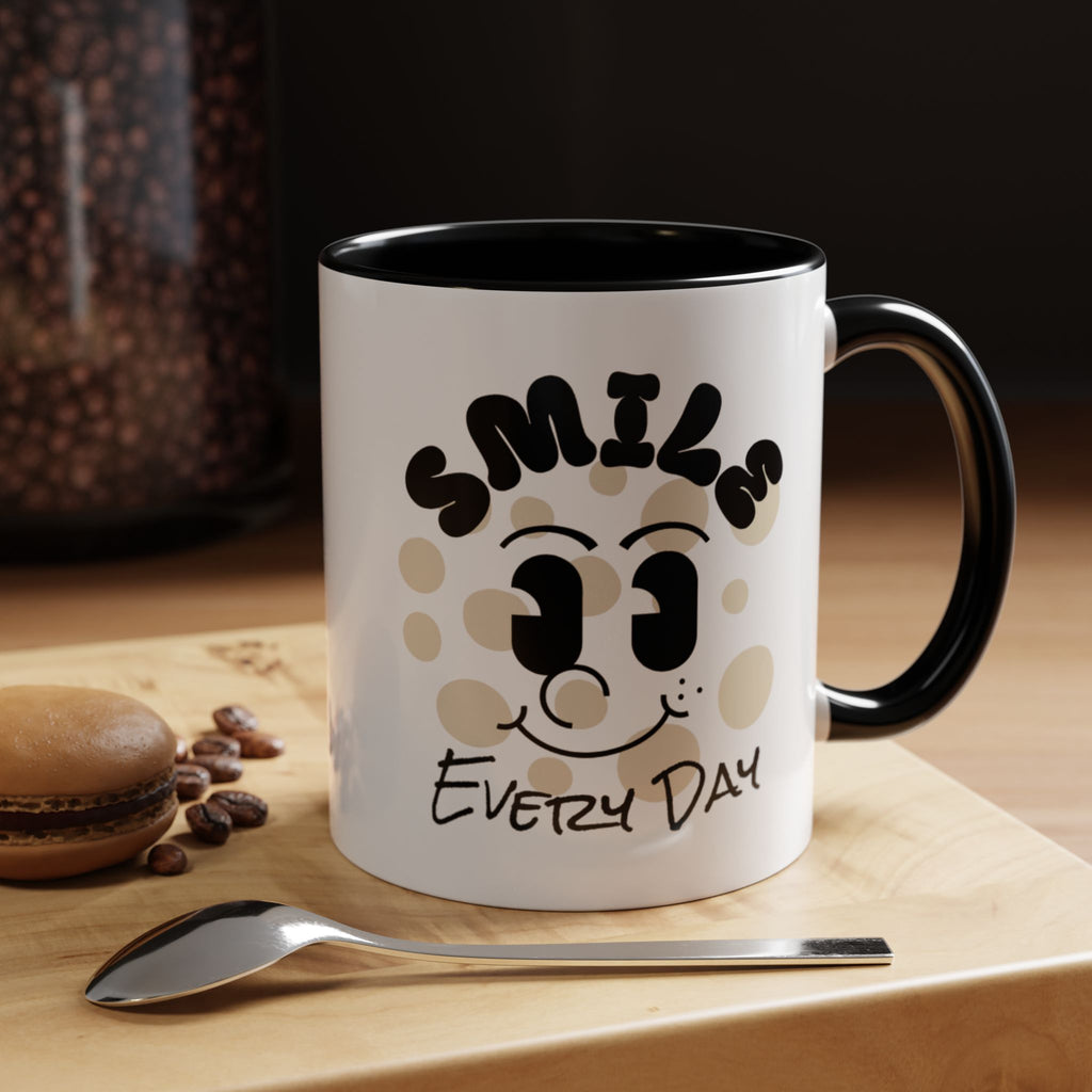 Smile Every Day Accent Coffee Mug UK — Cute Happy Face Ceramic Cup
