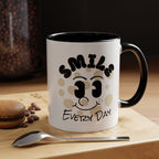 Smile Every Day Accent Coffee Mug UK — Cute Happy Face Ceramic Cup