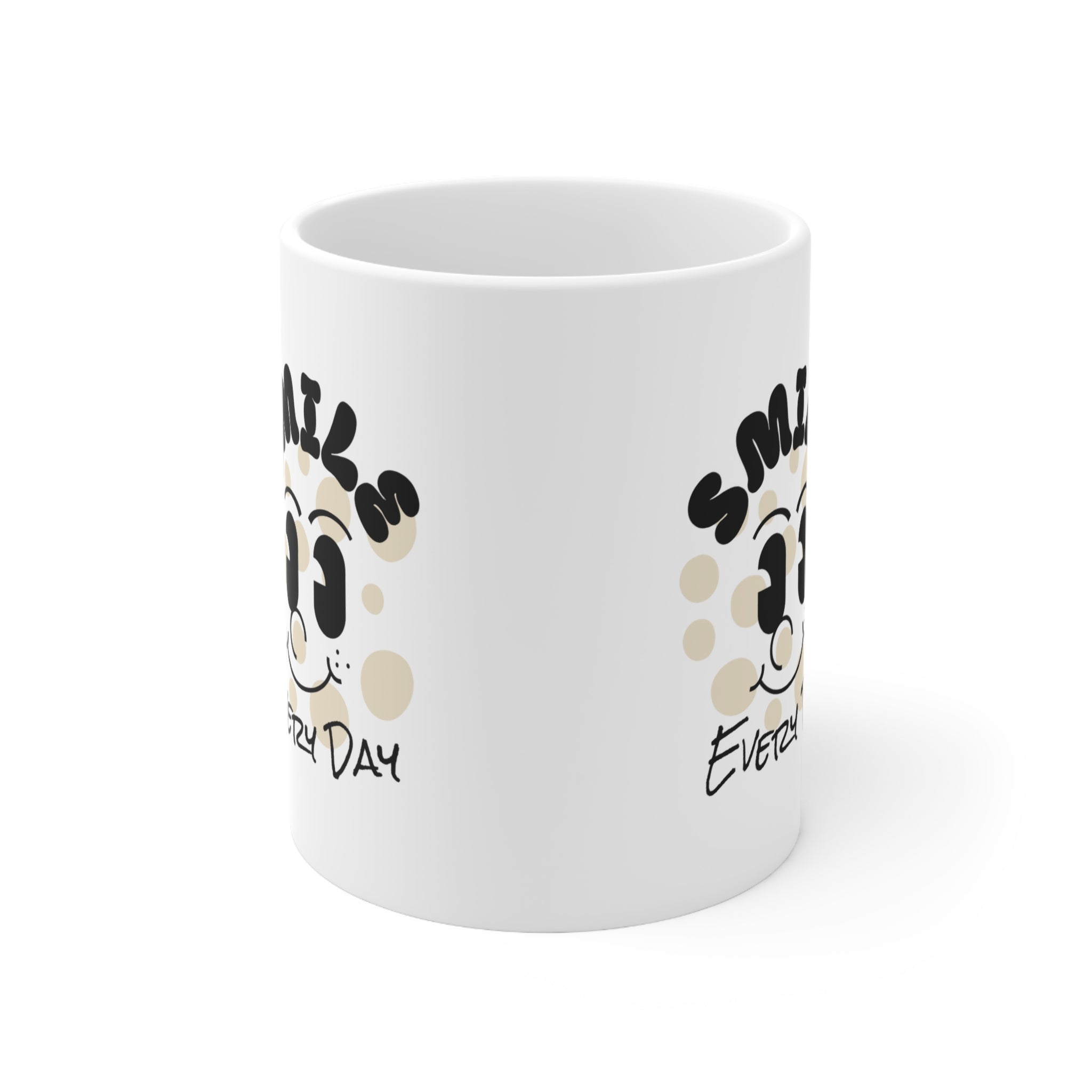 Smile Every Day Ceramic Coffee Mug UK — Cute Retro Face Design