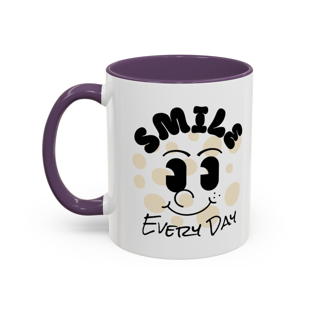 Smile Every Day Accent Coffee Mug UK — Cute Happy Face Ceramic Cup
