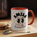 Smile Every Day Accent Coffee Mug UK — Cute Happy Face Ceramic Cup