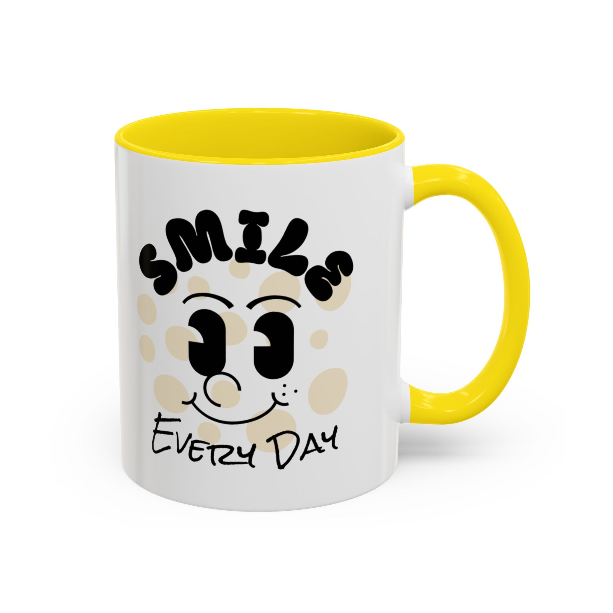 Smile Every Day Accent Coffee Mug UK — Cute Happy Face Ceramic Cup
