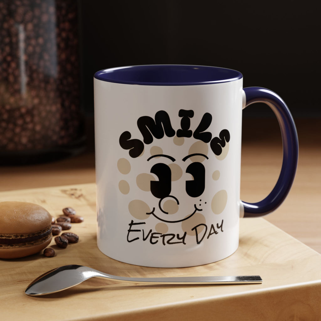Smile Every Day Accent Coffee Mug UK — Cute Happy Face Ceramic Cup
