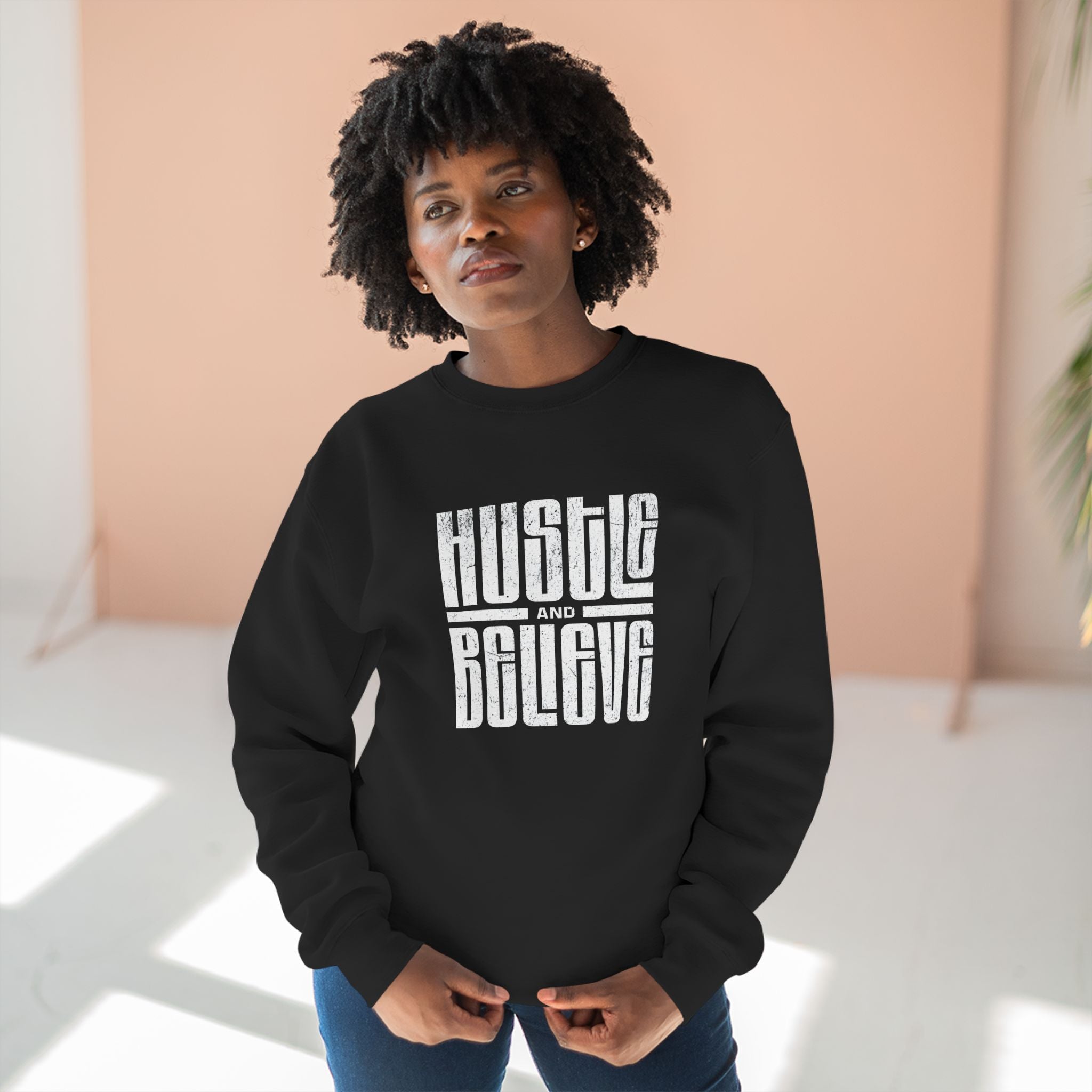 Hustle and Believe Crewneck Sweatshirt UK | Motivational Streetwear