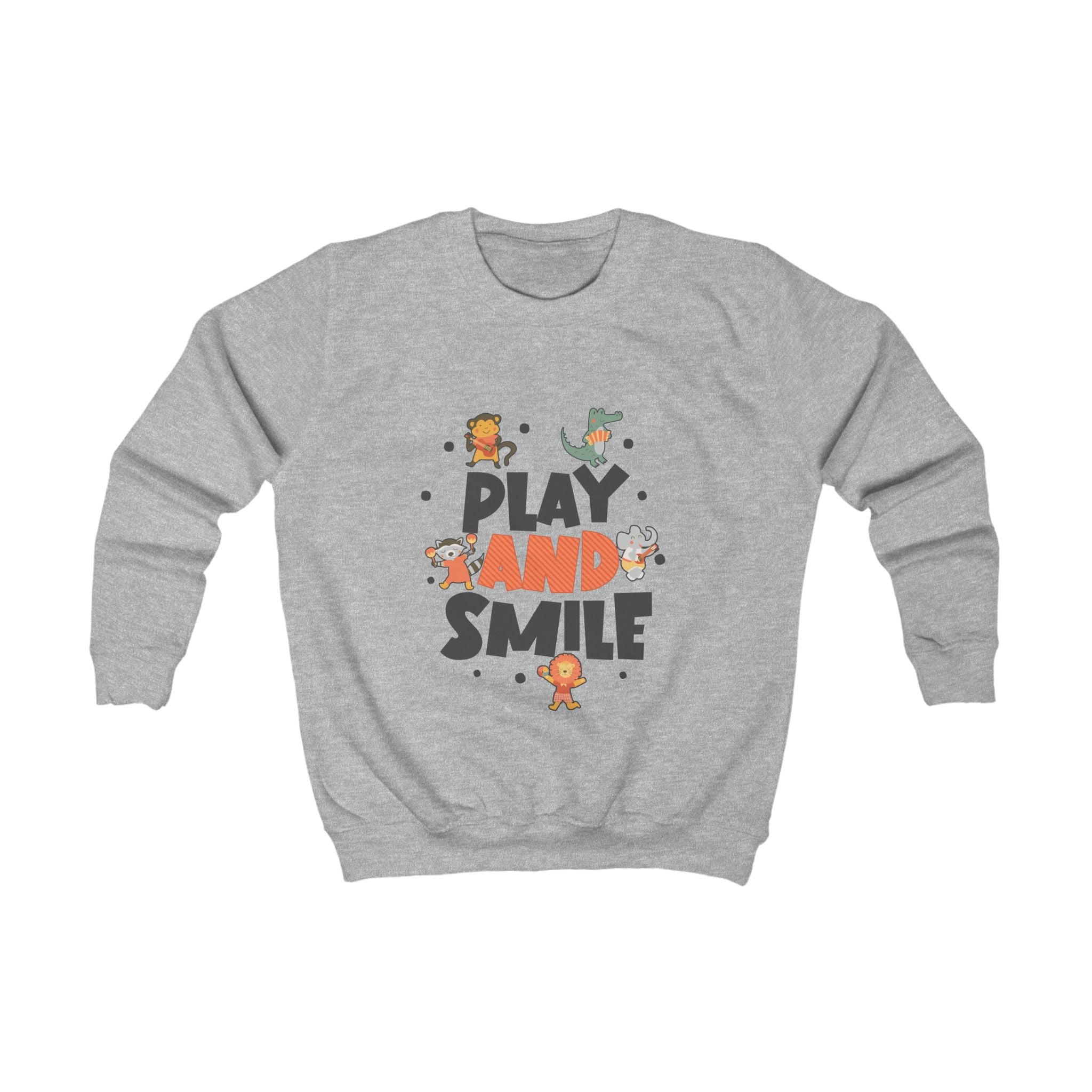 Play and Smile Kids Sweatshirt UK | Cute Character Graphic Pullover | Soft Cotton Blend Sweatshirt