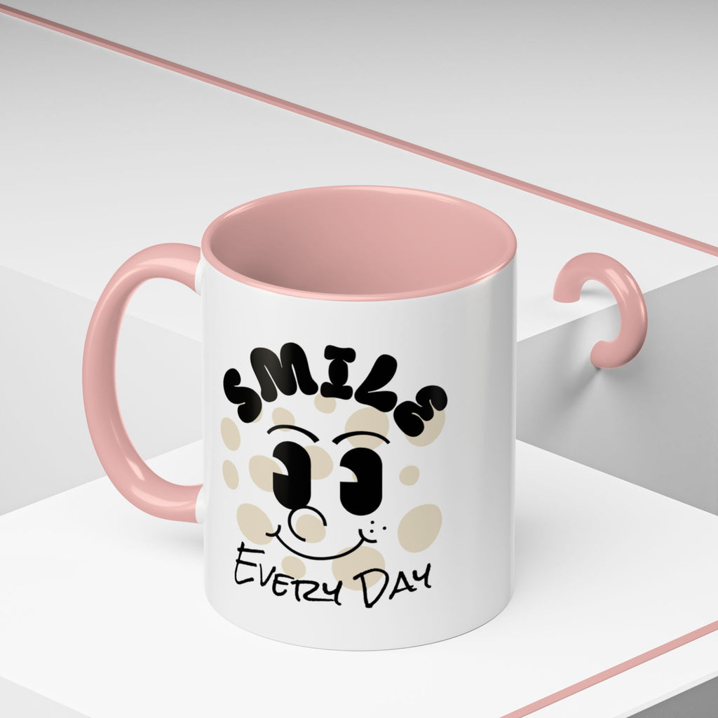 Smile Every Day Accent Coffee Mug UK — Cute Happy Face Ceramic Cup