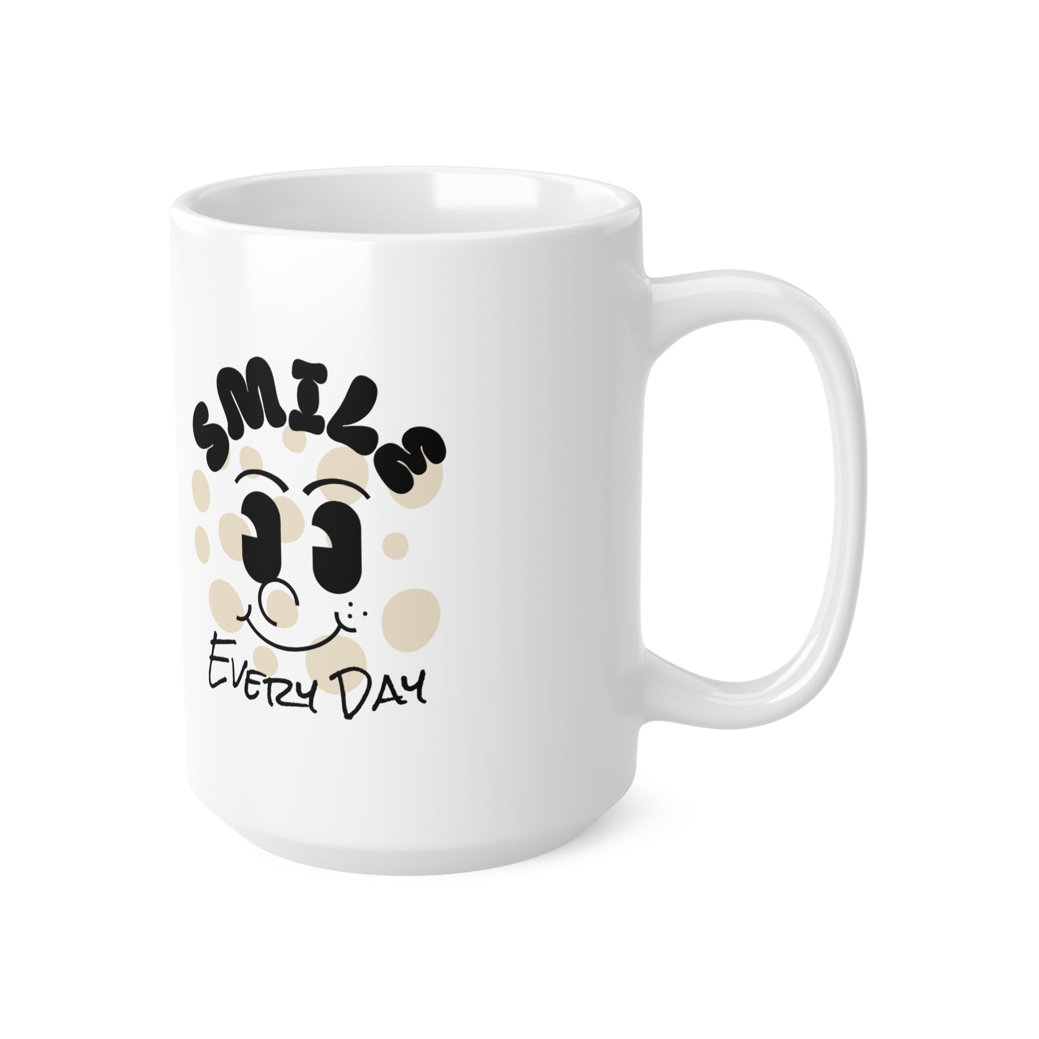 Smile Every Day Ceramic Coffee Mug UK — Cute Retro Face Design
