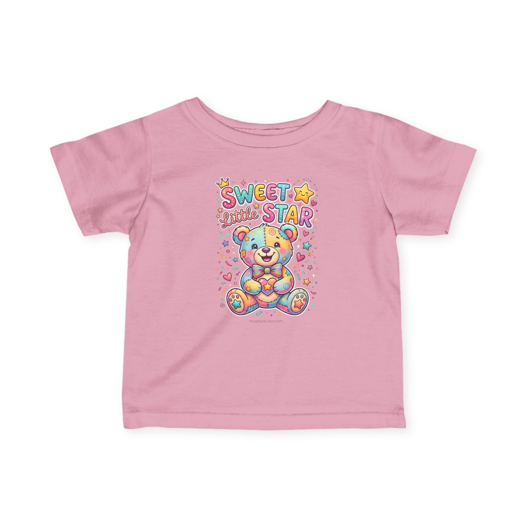 Infant Tee – "Sweet Little Star" Colorful Teddy Bear Baby Shirt